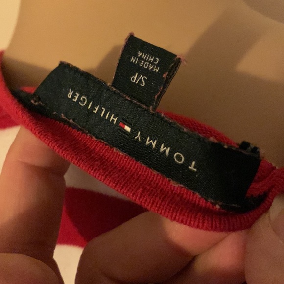 Tommy Hilfiger red white Striped v neck pullover sweater tunic S - Picture 7 of 14